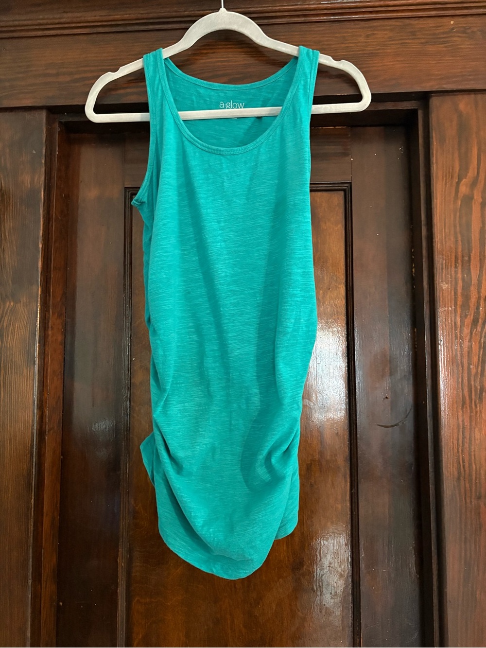 a:glow Teal  M- Maternity Tank Top with Side Ruching